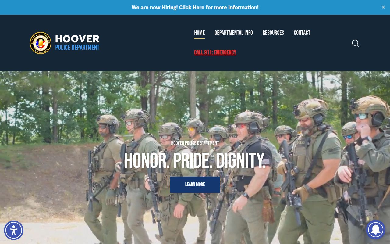 Hoover Police Department website showing records information