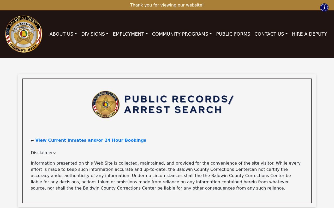 Baldwin County Sheriff arrest search portal