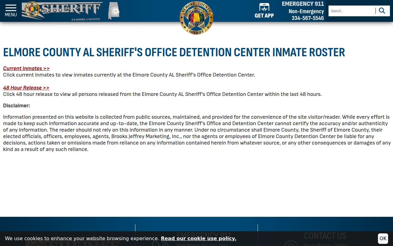 Elmore County Sheriff's Office inmate roster page