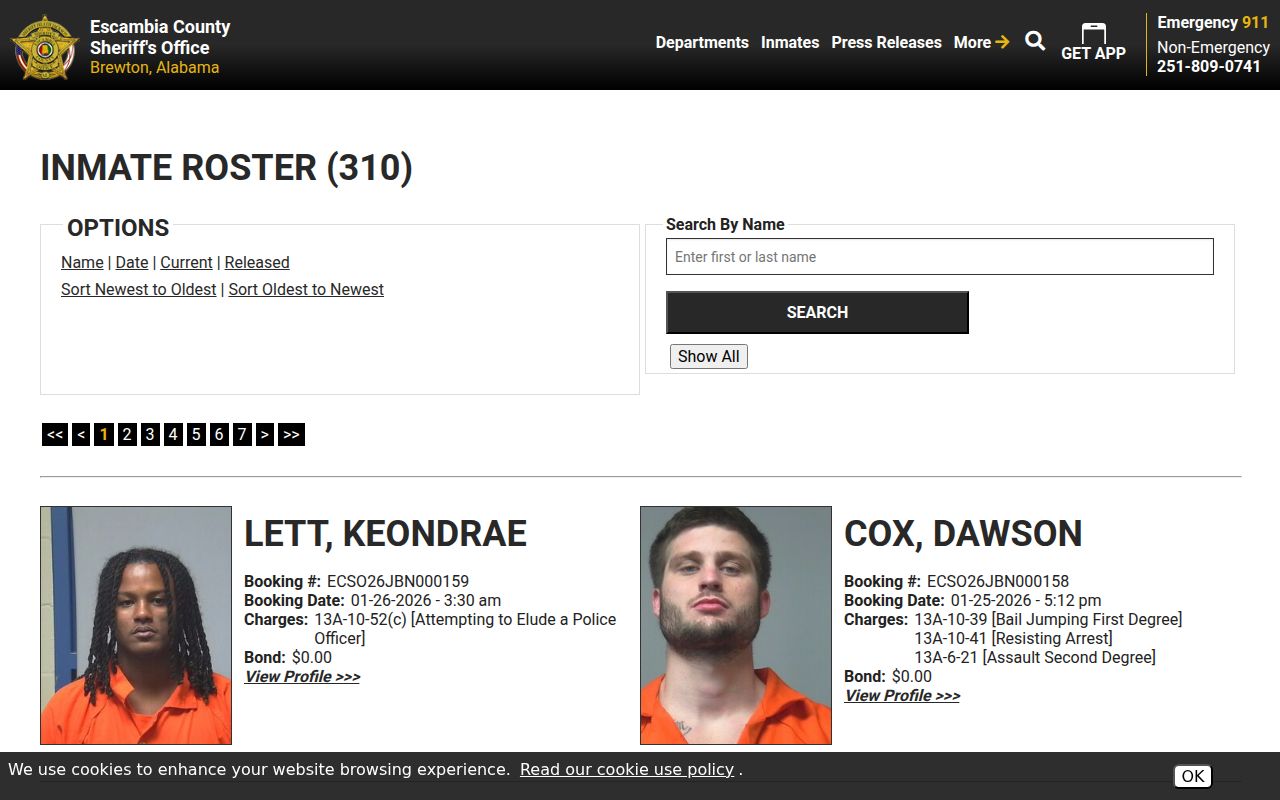 Escambia County Sheriff's Office inmate roster