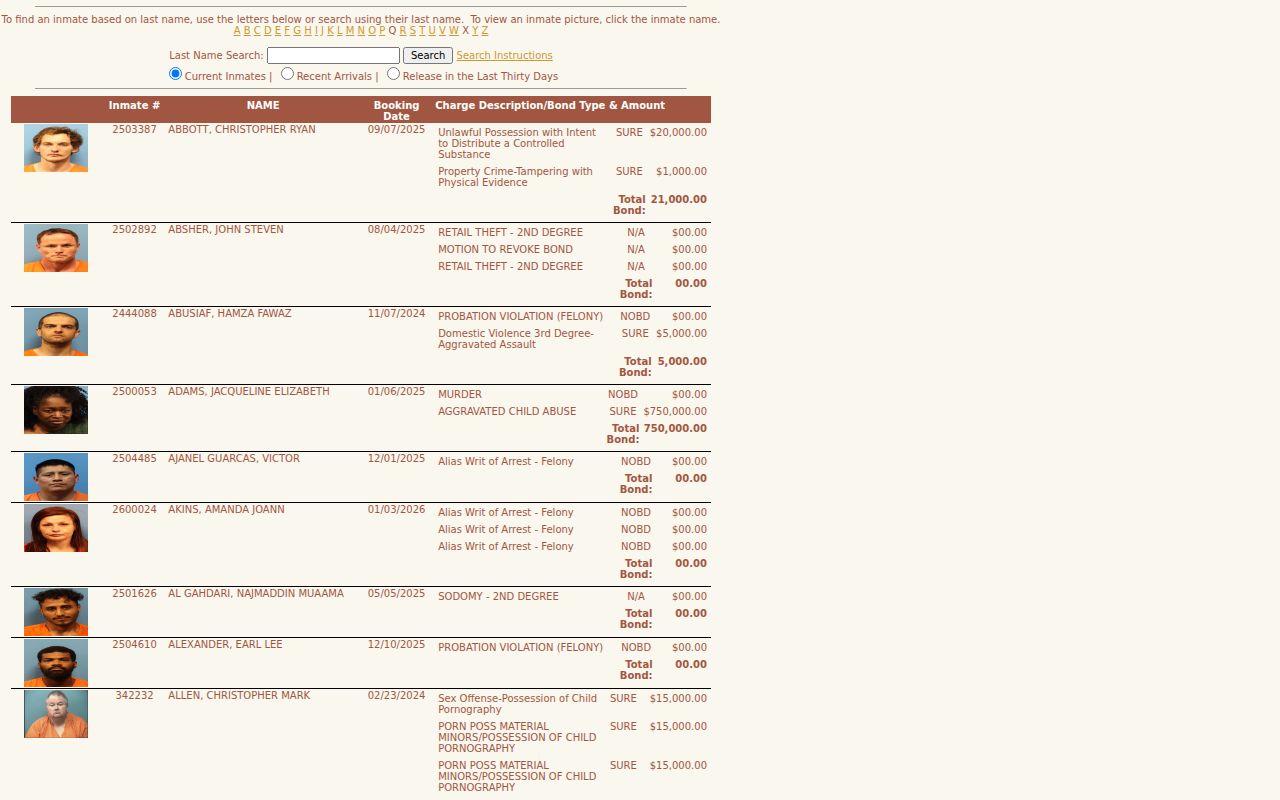 Shelby County inmate listing search portal